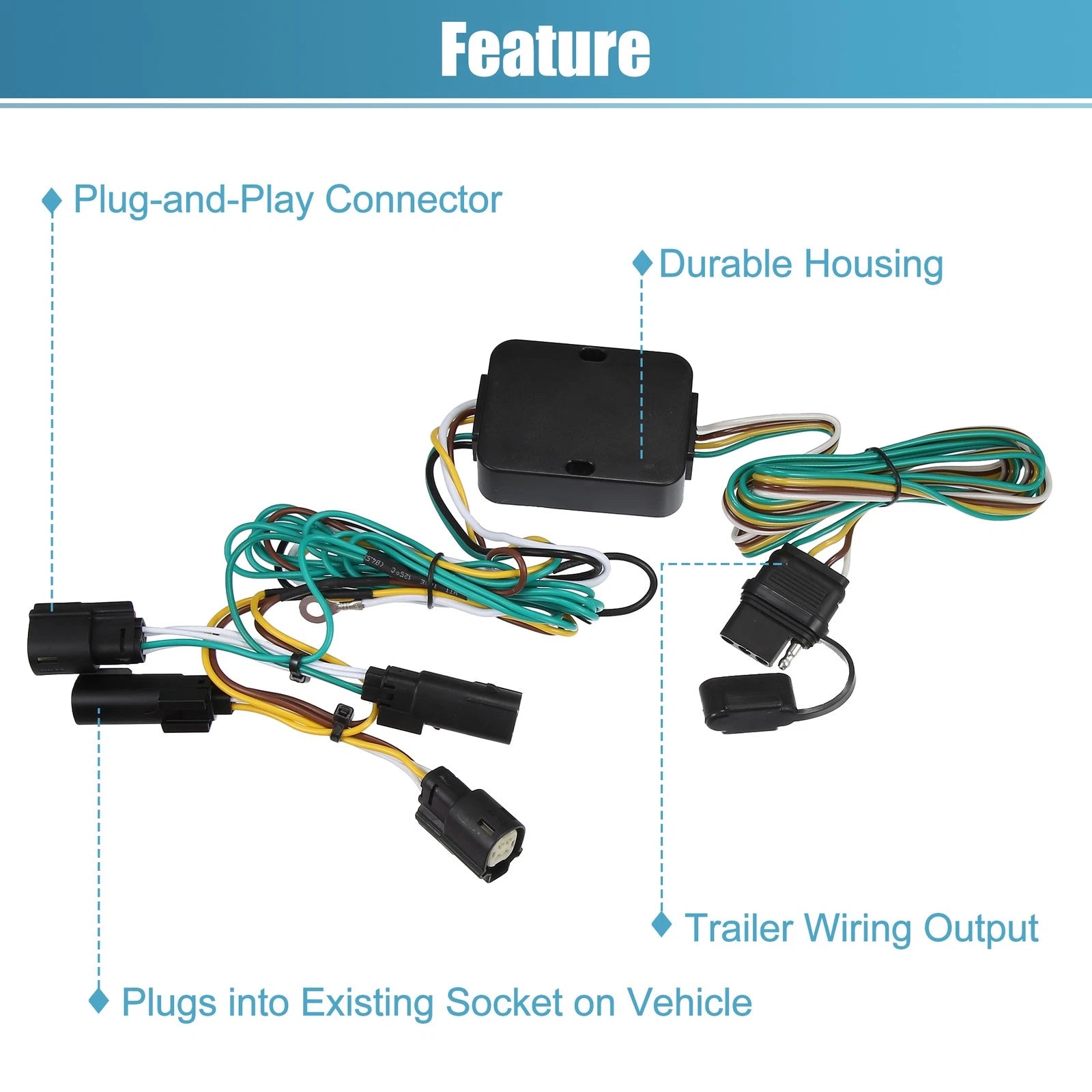 Set of 4 118494 4-Pin Trailer Wiring Harness for Ford Transit-150 250 (2015–2022)