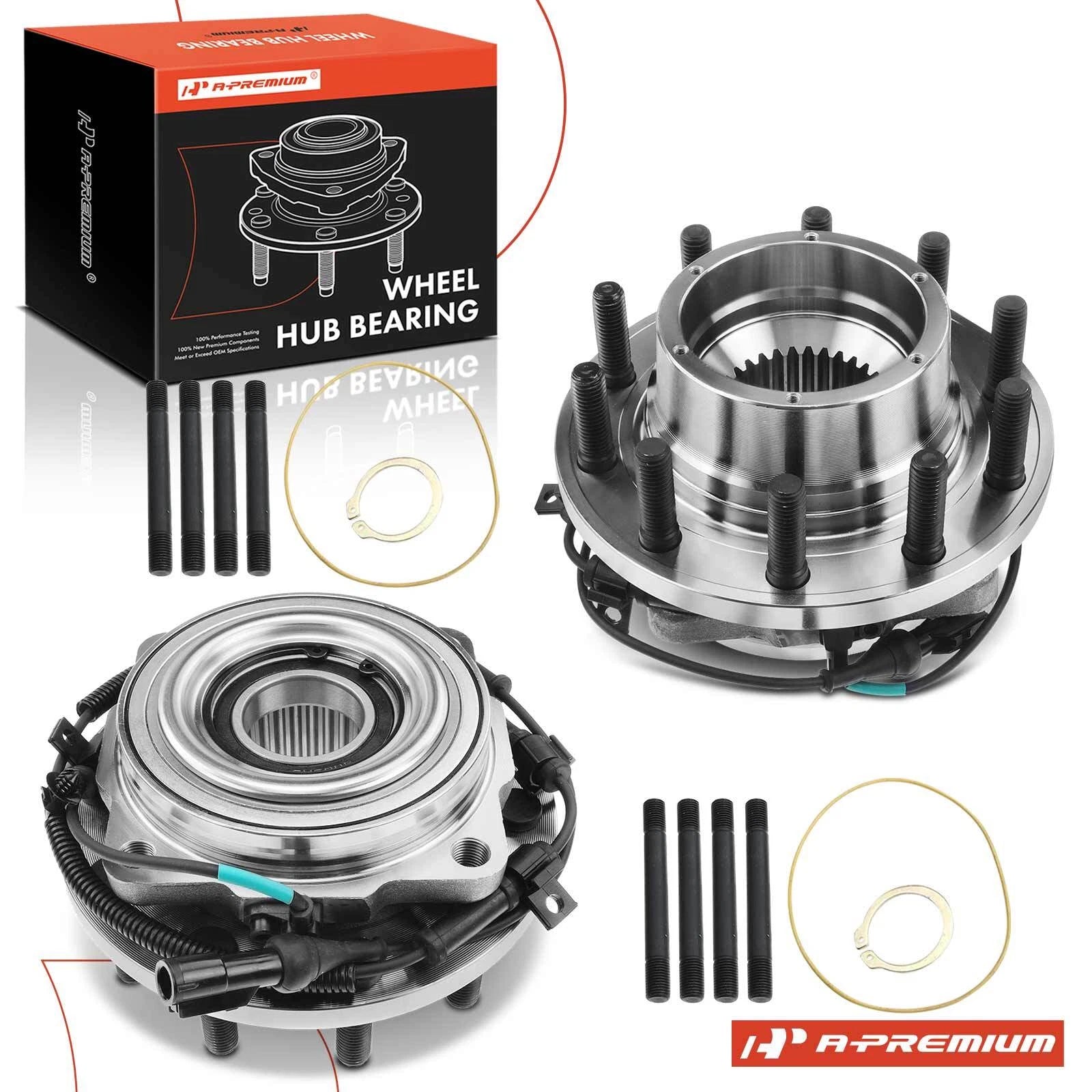 2X Front Wheel Hub & Bearing Assembly w/ ABS for Ford F-450 Super Duty (2008–2019)