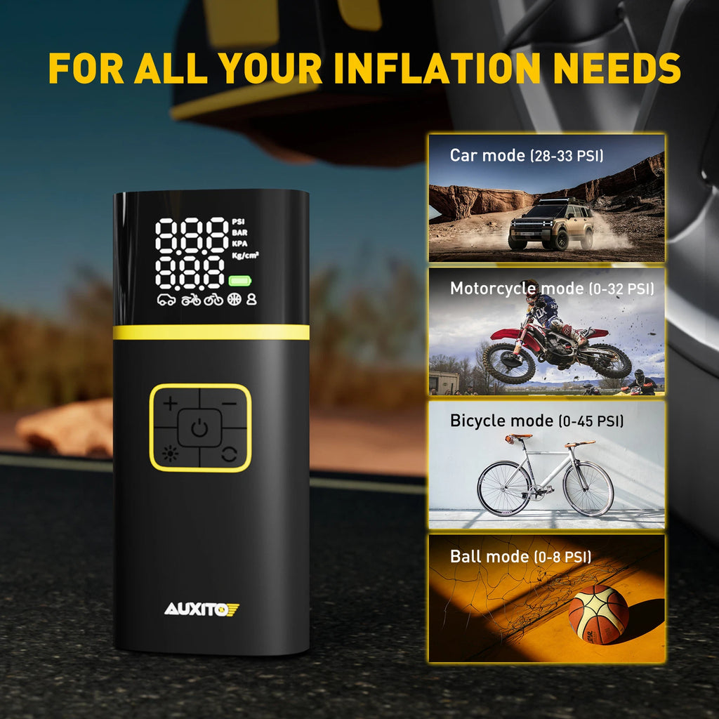Portable Tire Inflator Air Compressor for Car Motorcycle with Digital Gauge