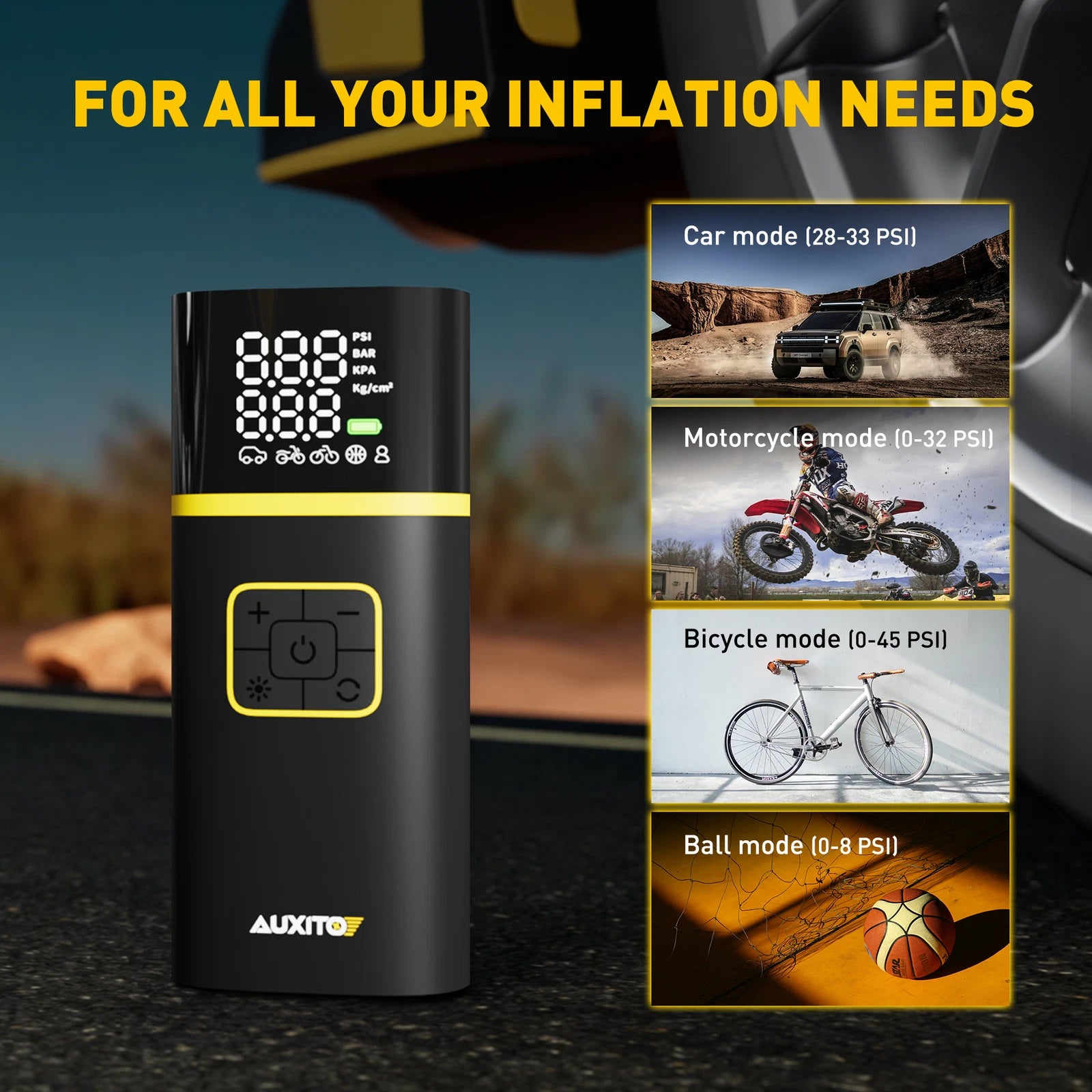 Portable Tire Inflator Air Compressor for Car Motorcycle with Digital Gauge