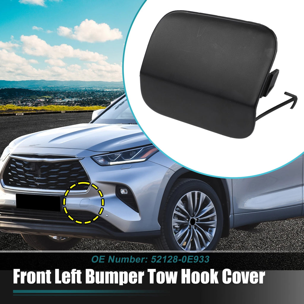 Front Left Bumper Tow Hook Cover for Toyota Highlander (2014–2019) No. 52128-0E933 Black