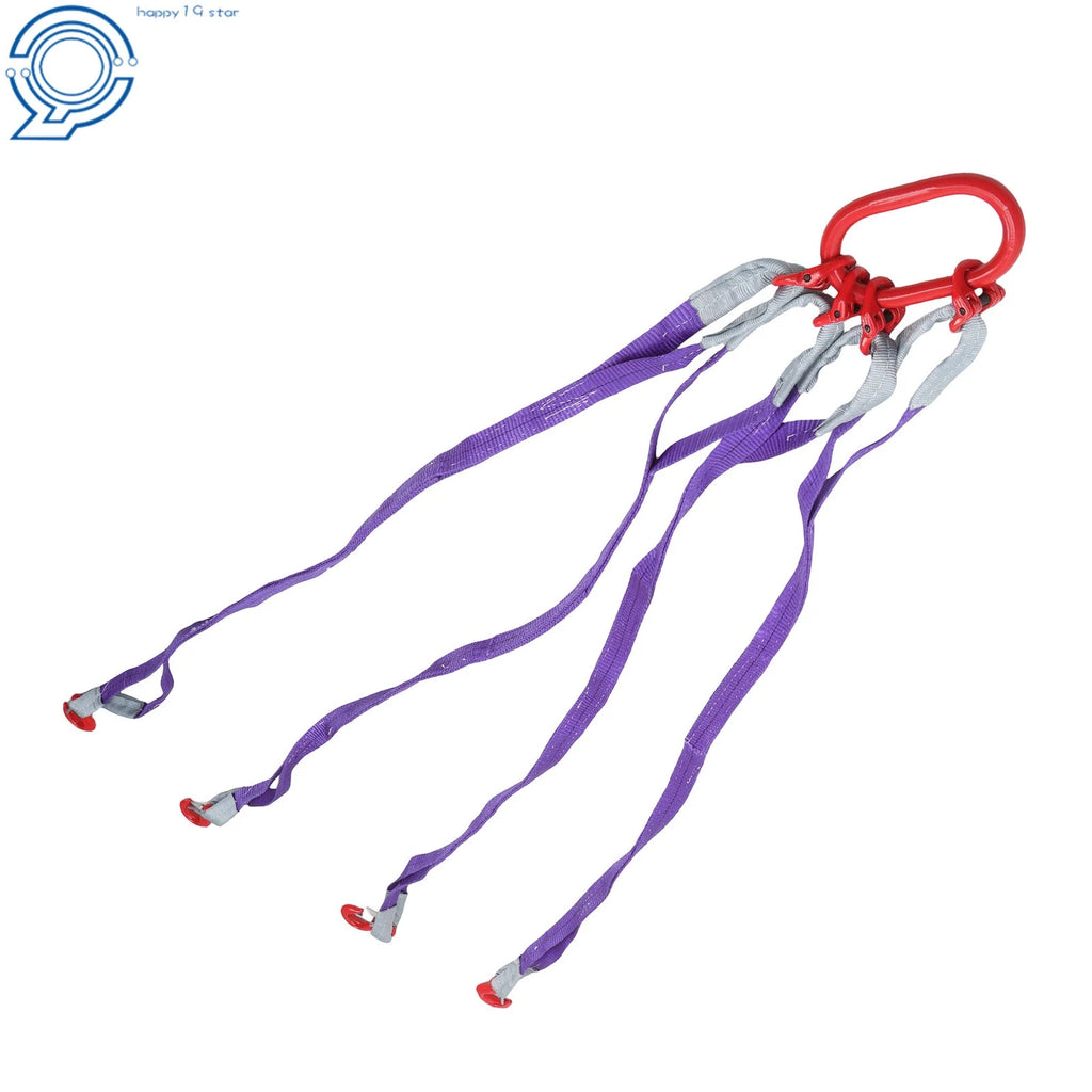 Set of 4 Lifting Slings Straps with Hooks for Heavy-Duty Rigging