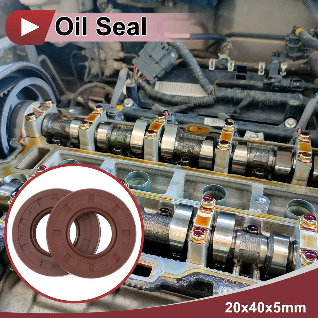 Set of 2 Oil Seal Rotary Shaft Seal FKM Rubber 20x40x5mm
