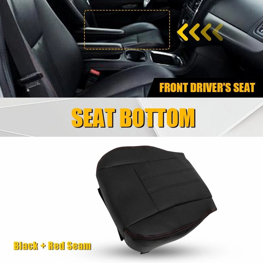 Driver Bottom Seat Cover for Dodge Grand Caravan (2008–2020) Black Red Seam