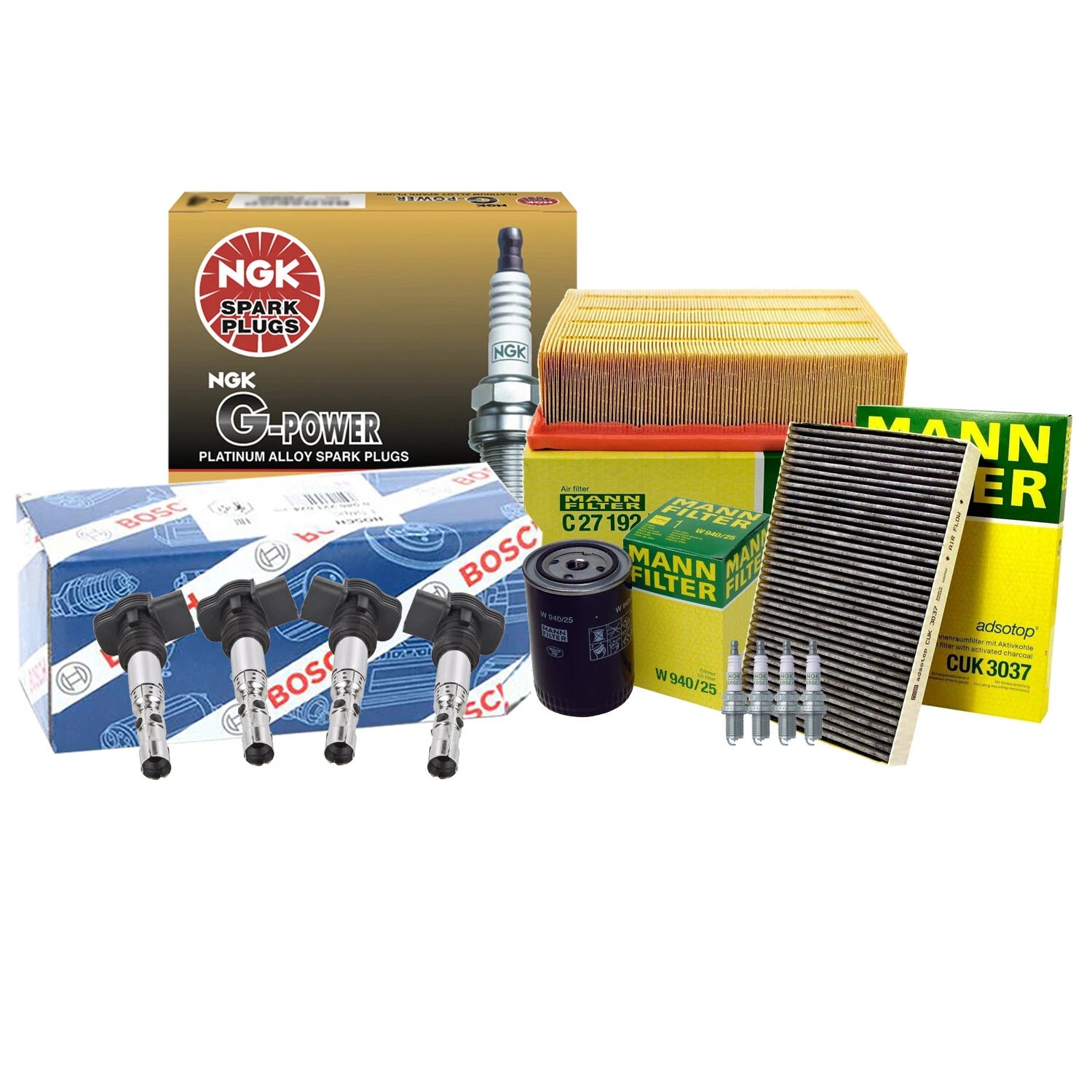 Tune-Up Kit: 4 Coils & 4 NGK G-Power Spark Plugs for Audi A4 (1996–2001)
