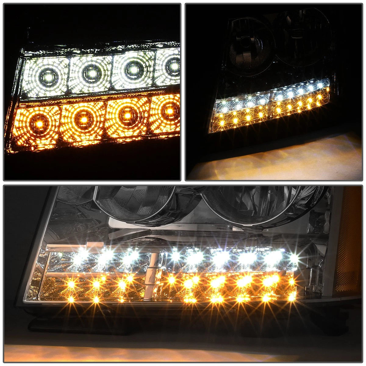 LED DRL Tube Chrome Amber Side Headlights for Tahoe Suburban (2007–2014)