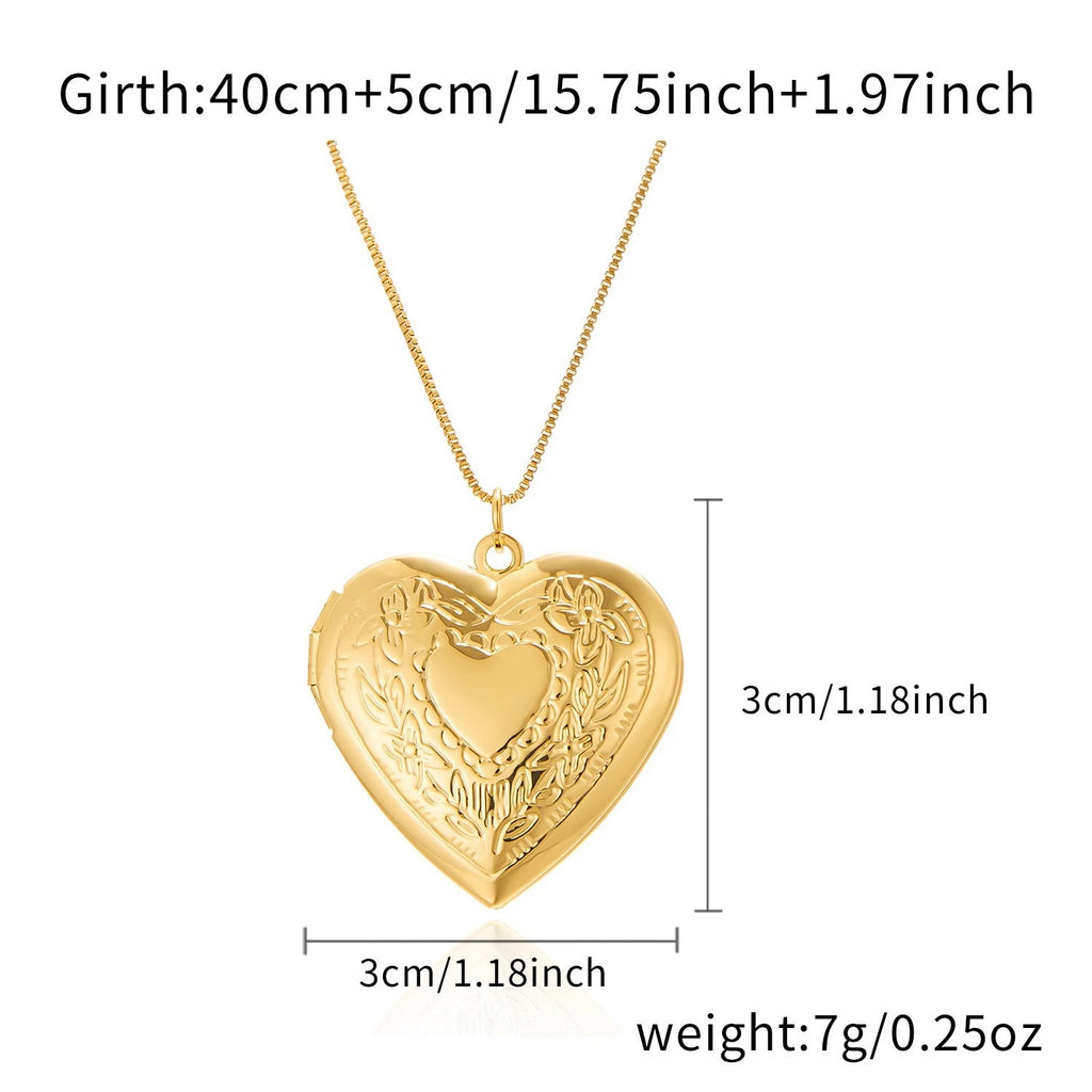 2X Stylish Engraved Silver Heart Locket Necklace for Women - Holds Photos