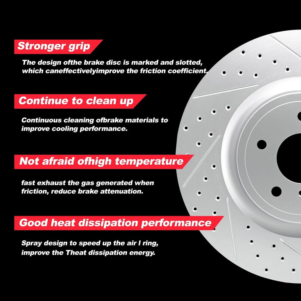 Set of 2 Front Brake Rotors, Ceramic Pads, Wheel Bearing Hubs for Sierra Silverado 1500 (2007–2014)