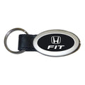 Black Oval Leather Keychain - Officially Licensed for Honda Fit