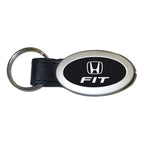 Black Oval Leather Keychain - Officially Licensed for Honda Fit