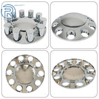 2X Axle Wheel Front Cover Hub Cap with 33mm Lug Nuts for Truck