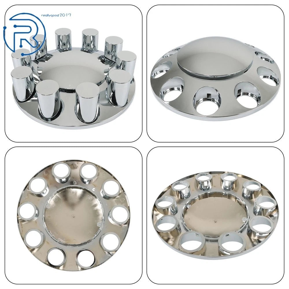 2X Axle Wheel Front Cover Hub Cap with 33mm Lug Nuts for Truck