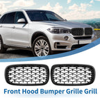 1 Pair Front Hood Bumper Grille Grill for BMW X5 F15 (2014–2016) Diamond Star
