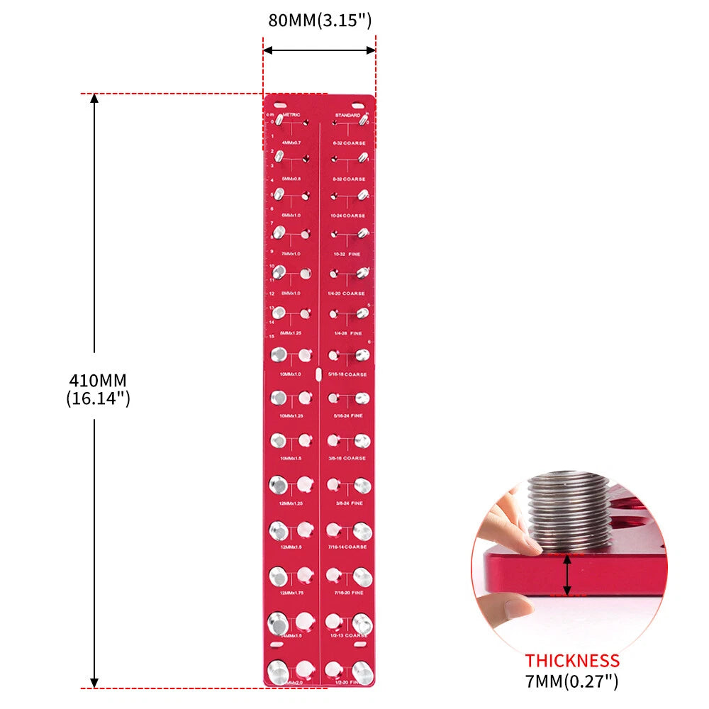 28-Hole Thread Checker for Inch and Metric Screws