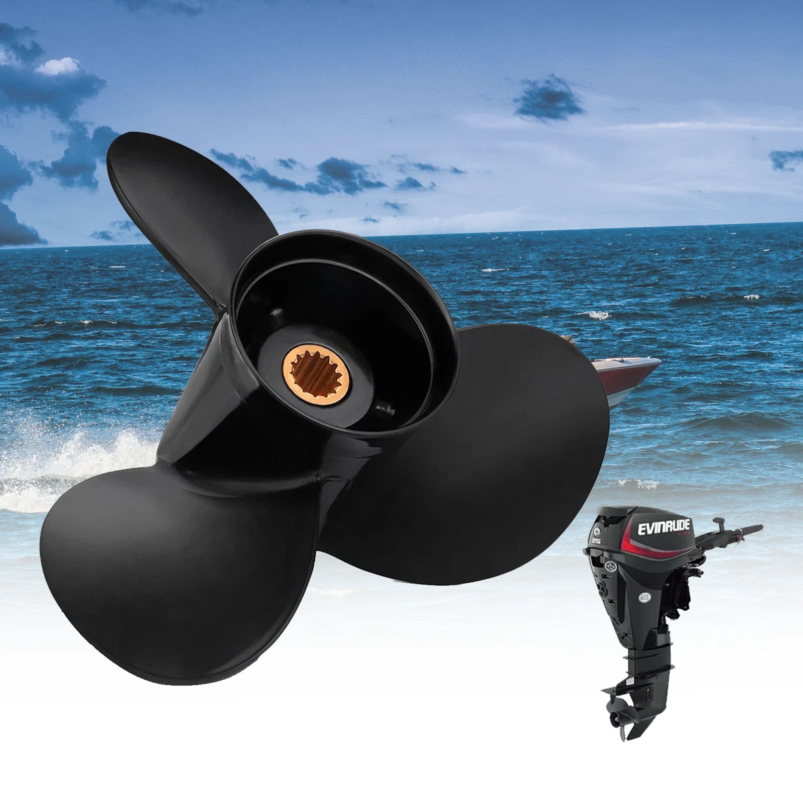 10 1/4X15 Boat Propeller for Evinrude 15 20 25 30 35H (14 Tooth RH, 763486)
