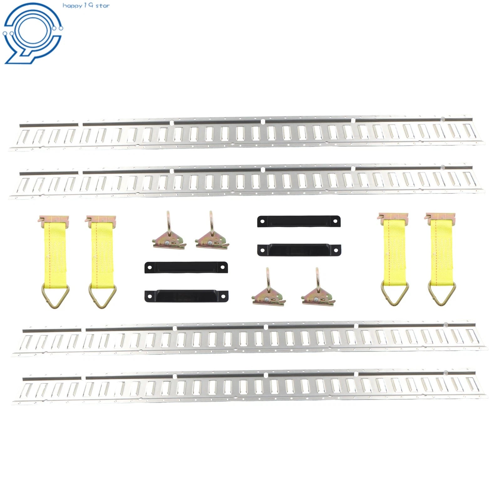 Set of 4 E Track Rails with 4 O Rings, 4 Tie Offs, 4 End Caps for Trailers