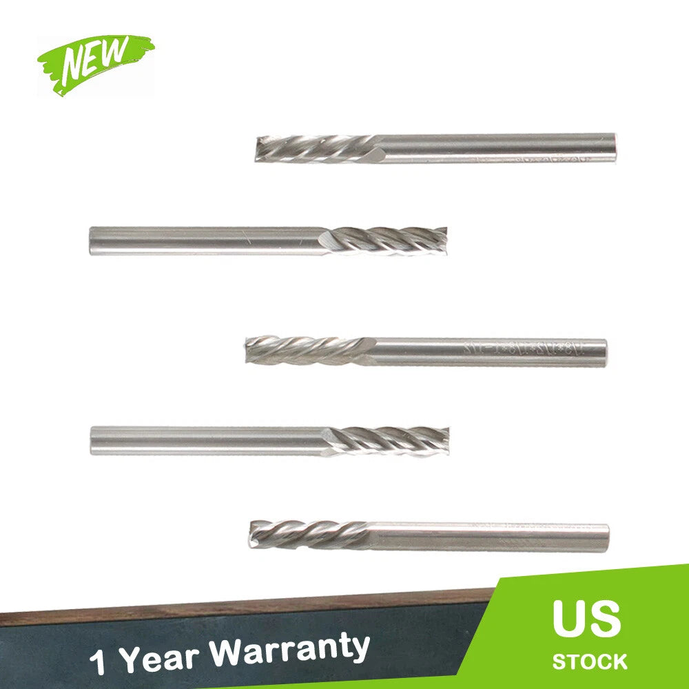 Set of 5 Carbide End Mills for Automotive Applications (Various Models)
