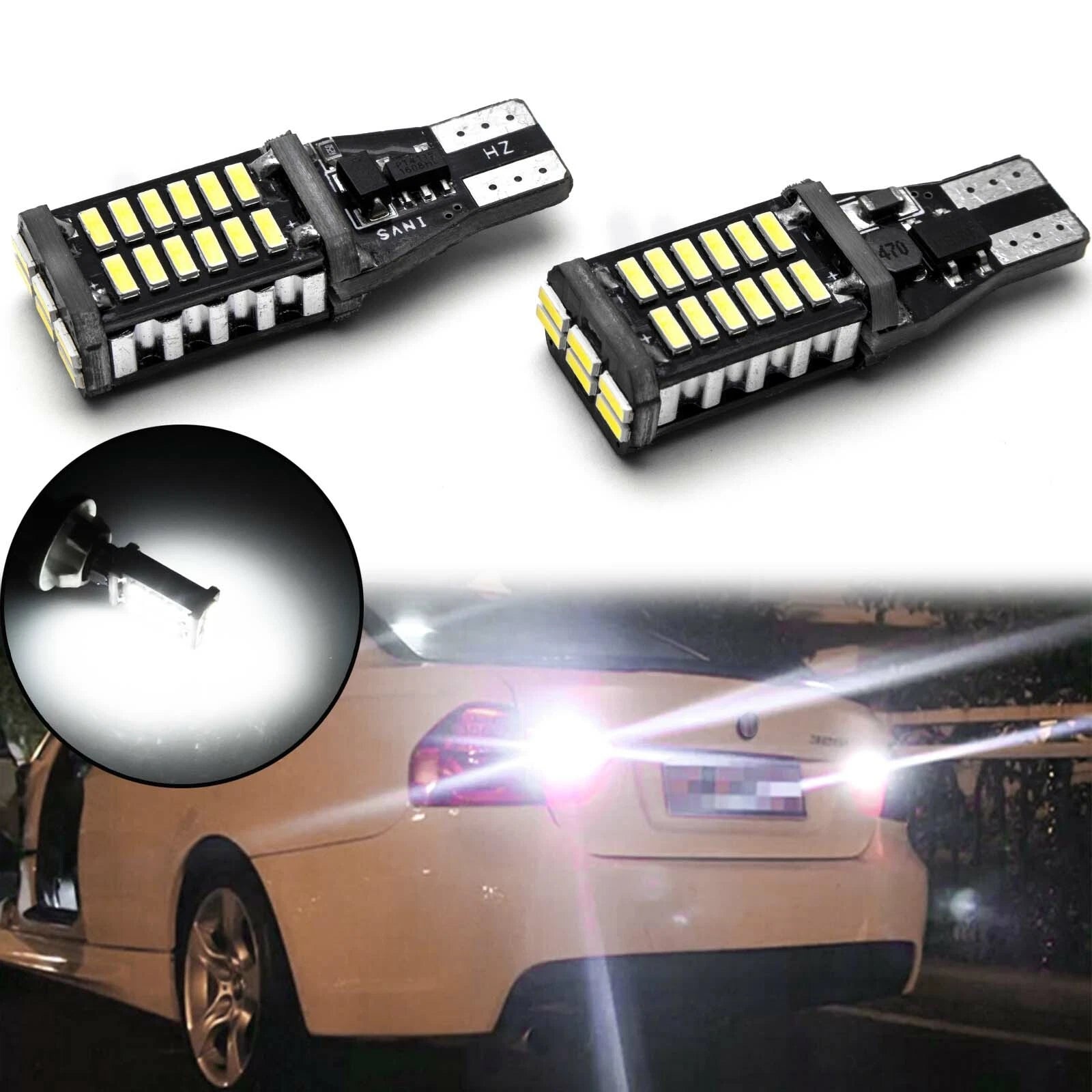 T15 LED Reverse Backup Light Bulb for Chevy Ford GMC (6000K, 921, 912)