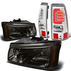 Smoked Crystal Headlight + Corner + Chrome 3D LED Tail Light Kit for Silverado (2003–2007)