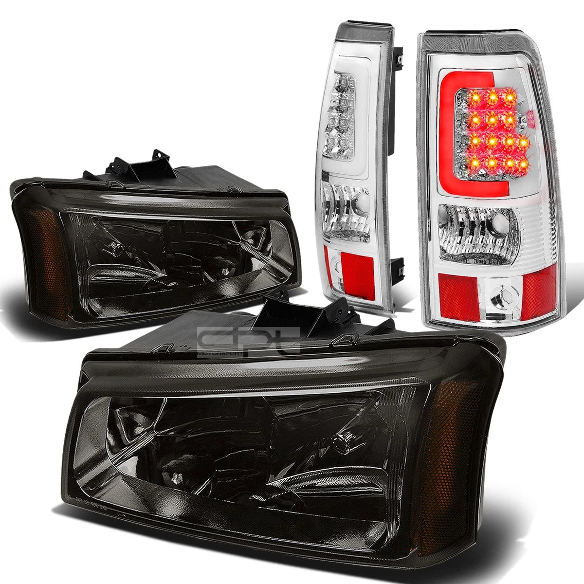 Smoked Crystal Headlight + Corner + Chrome 3D LED Tail Light Kit for Silverado (2003–2007)