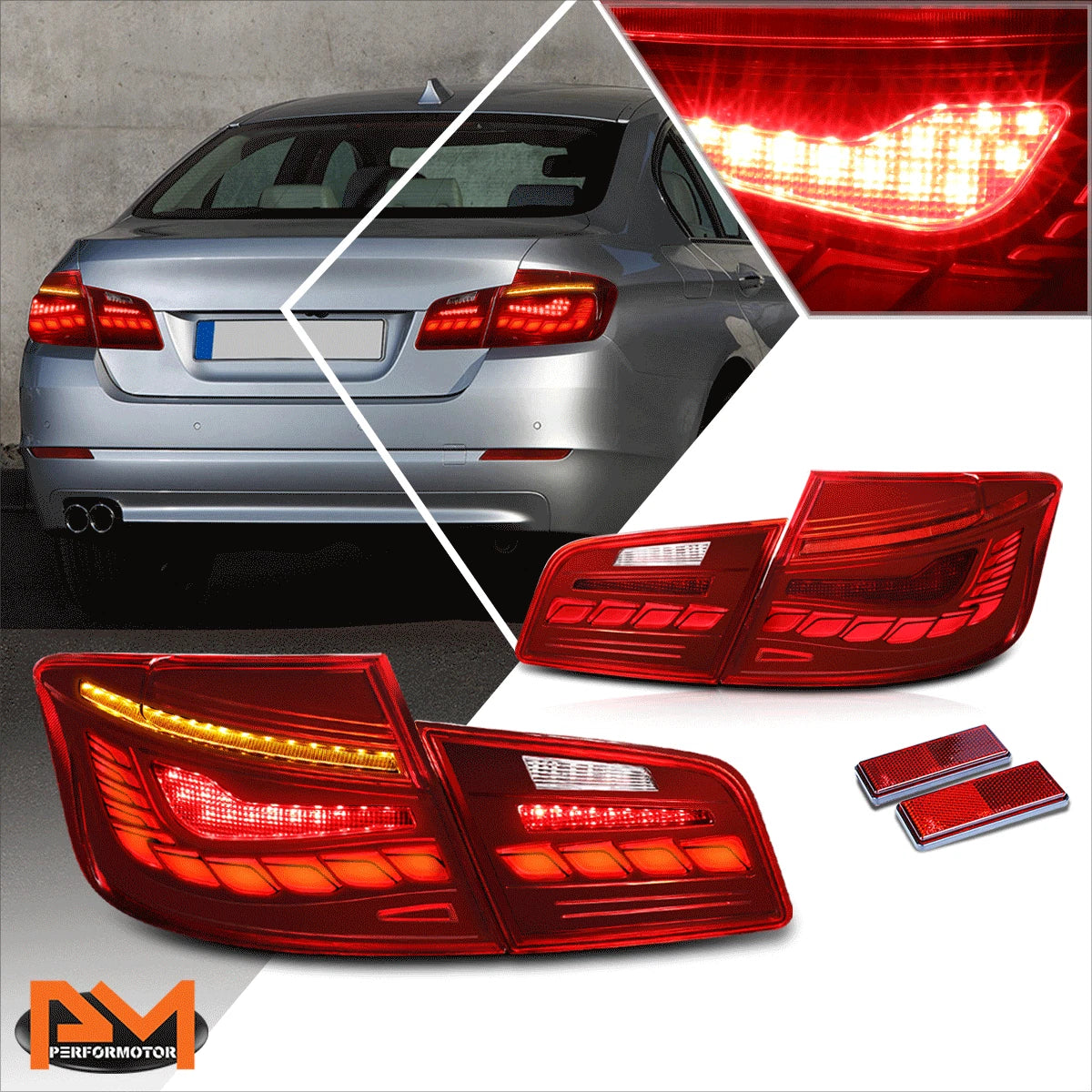 LED Tail Lights for BMW 528i 535i 550i M5 (2011–2016) - Sequential Signal