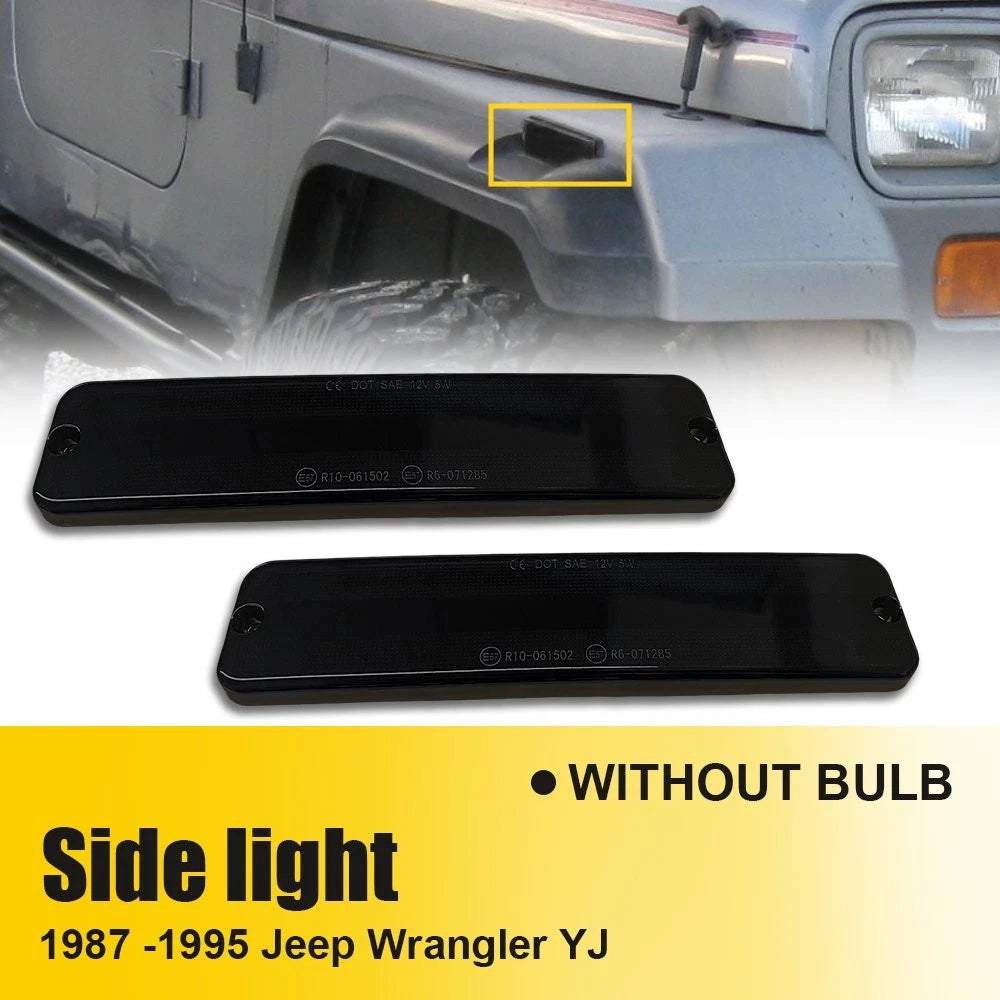 Smoked Front Bumper Side Marker Lights for Jeep Wrangler YJ (1987–1995)