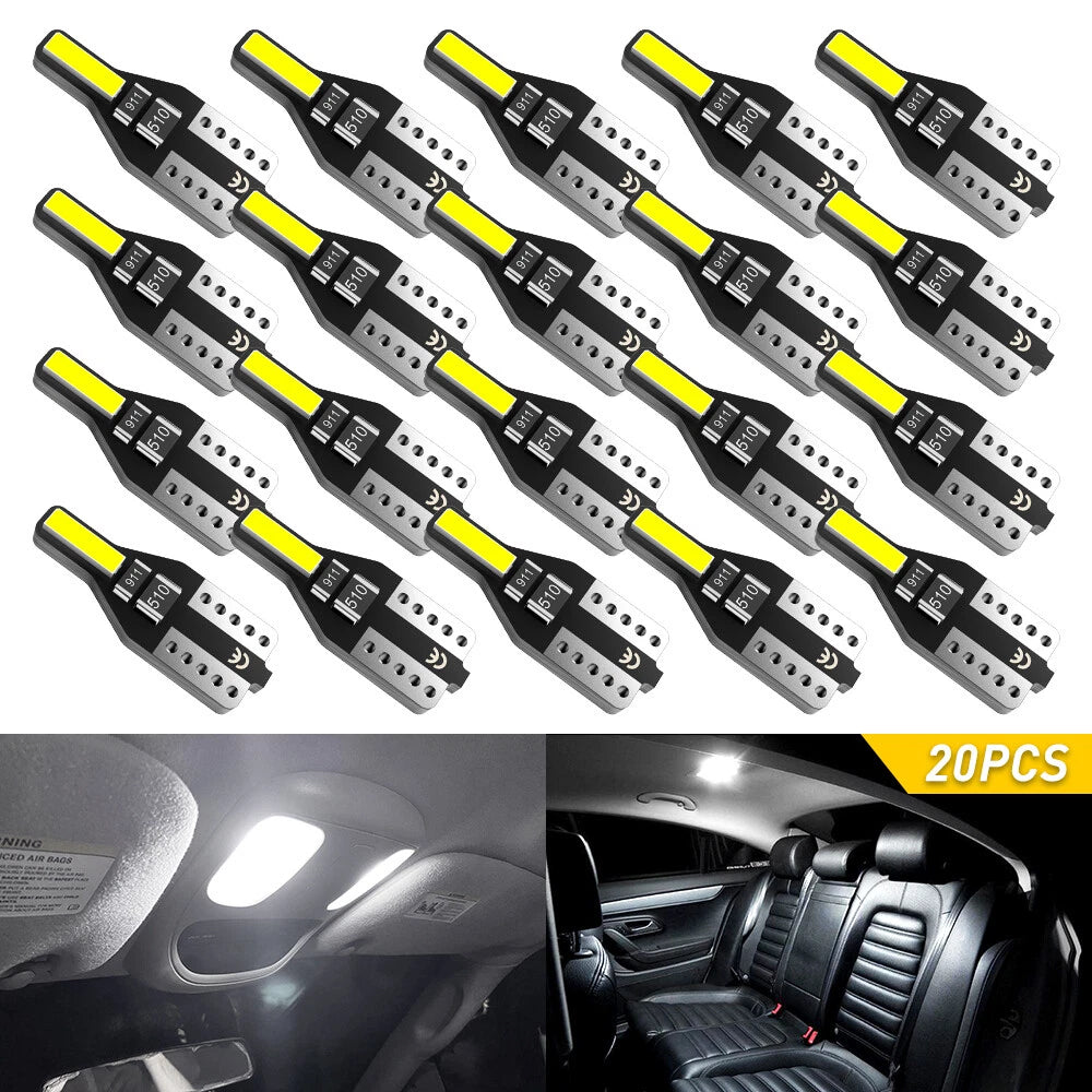20x White LED Interior Dome Map License Light Bulbs for Universal Fit