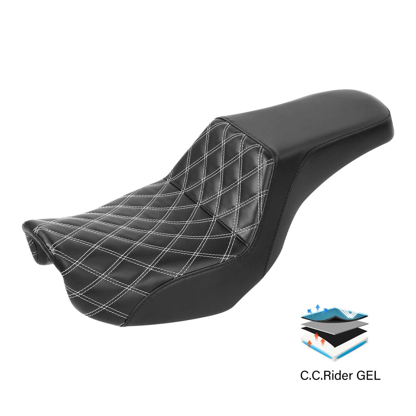 Driver Passenger Gel Seat for Harley Dyna Street Bob Super Wide Glide (2006–2017)