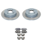 Set of 2 Rear Rotors & Akebono ProACT Ceramic Brake Pads for Accent Rio