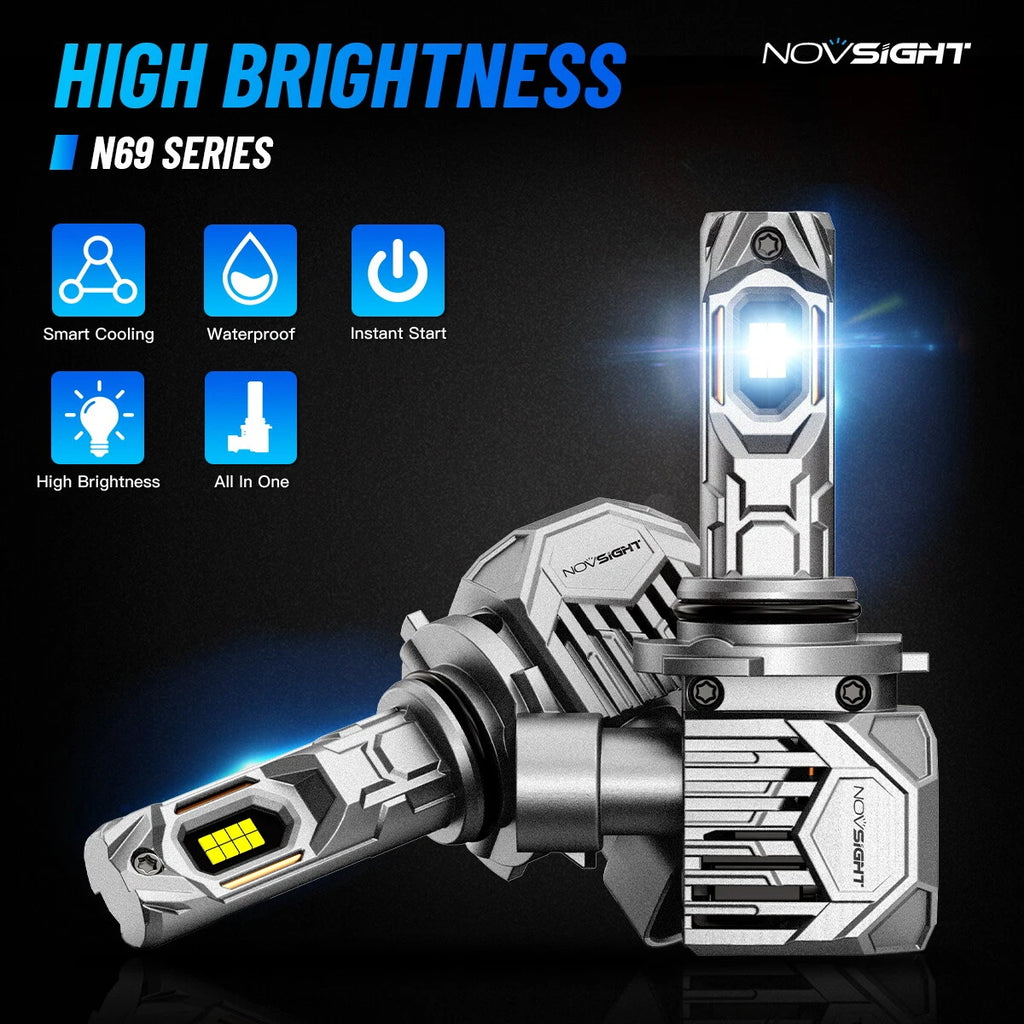 2X NOVSIGHT 9005 9006 H11 LED Headlight Bulbs Kit (6500K White)