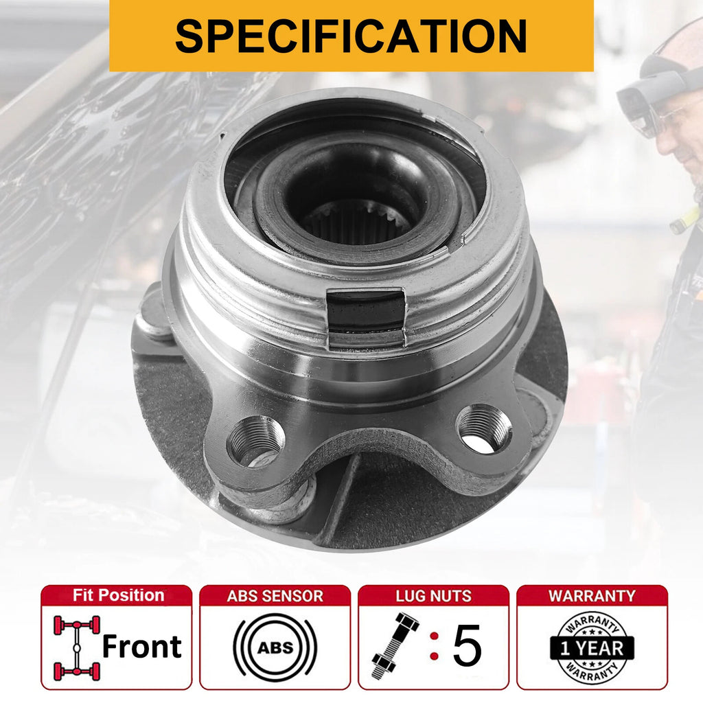 2 Front Wheel Bearing & Hubs for Nissan Murano Quest (2003–2007)