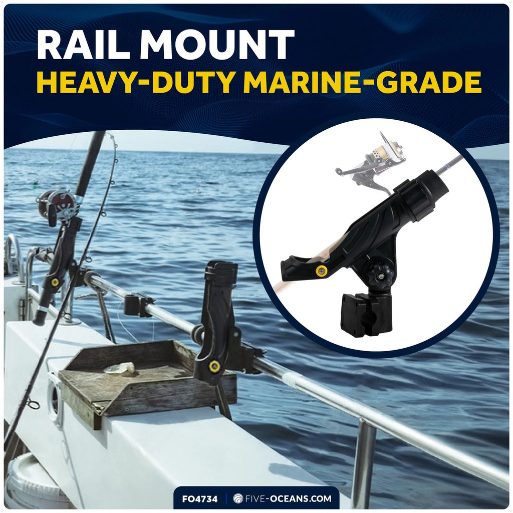 Kayak Rod Holder with Locking Mechanism for Rail Mount (Large)