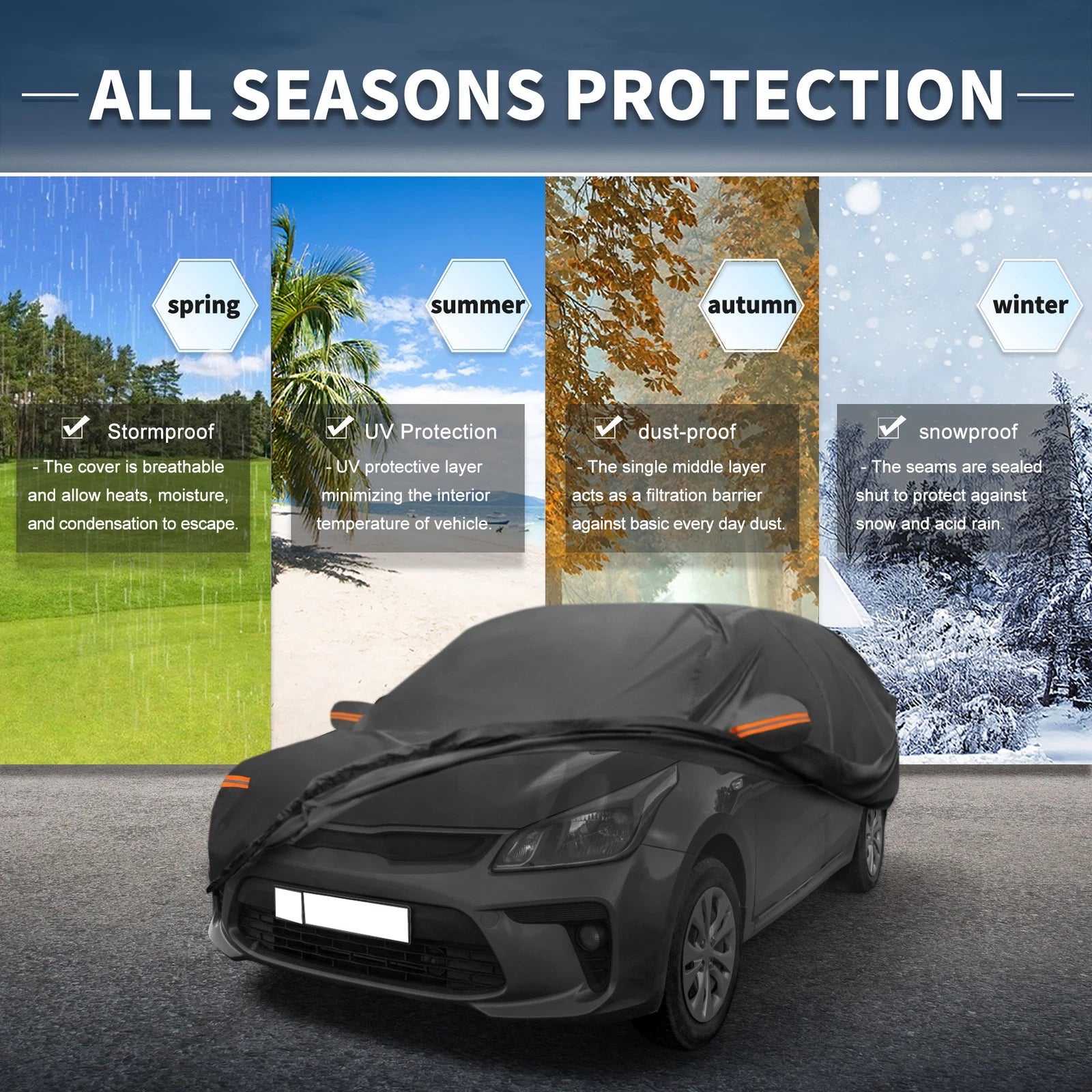 Waterproof Aluminum Film Car Cover for Kia Rio Sedan (2012–2020)