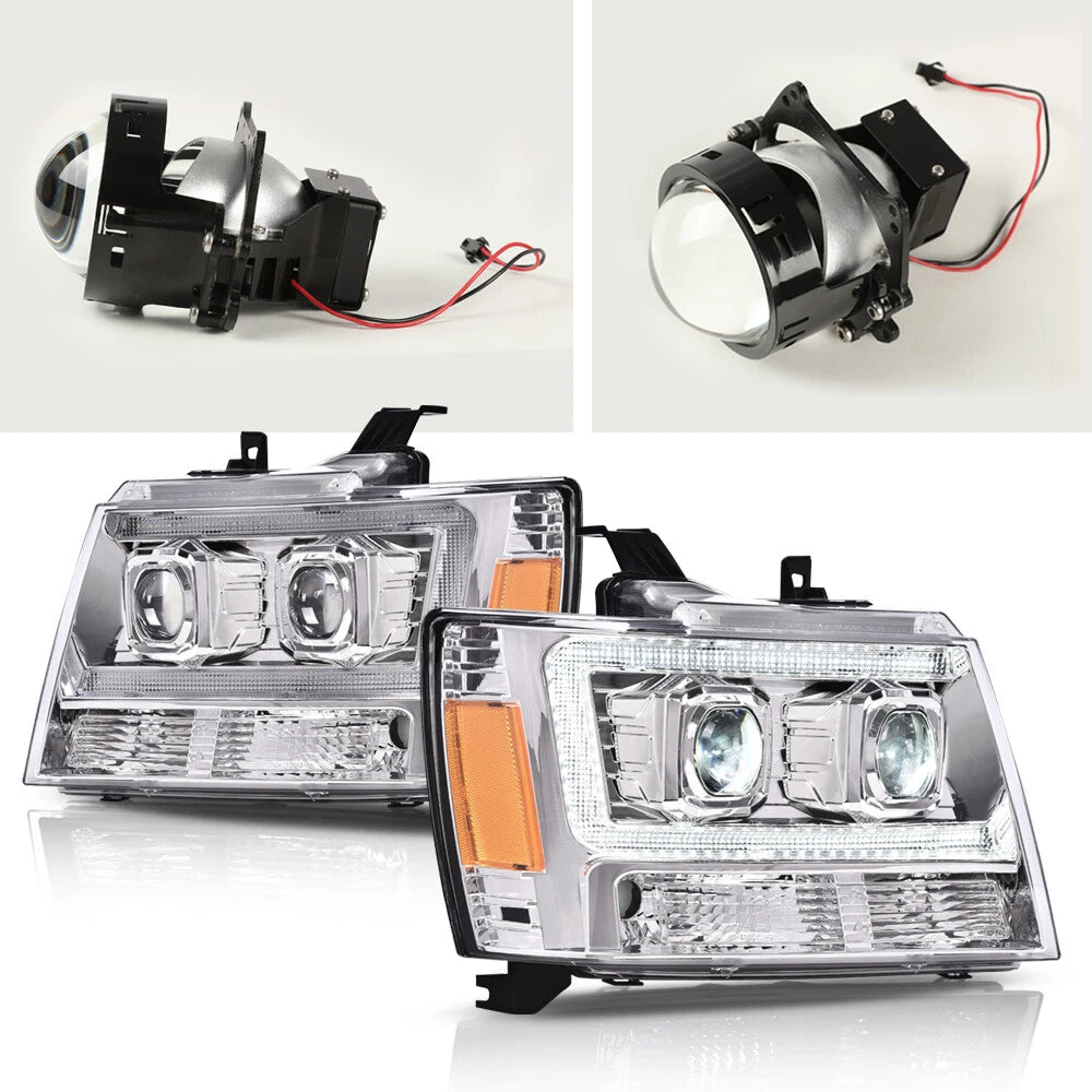 Amber Chrome LED Projector Headlights for Avalanche Tahoe Suburban (2007–2014)