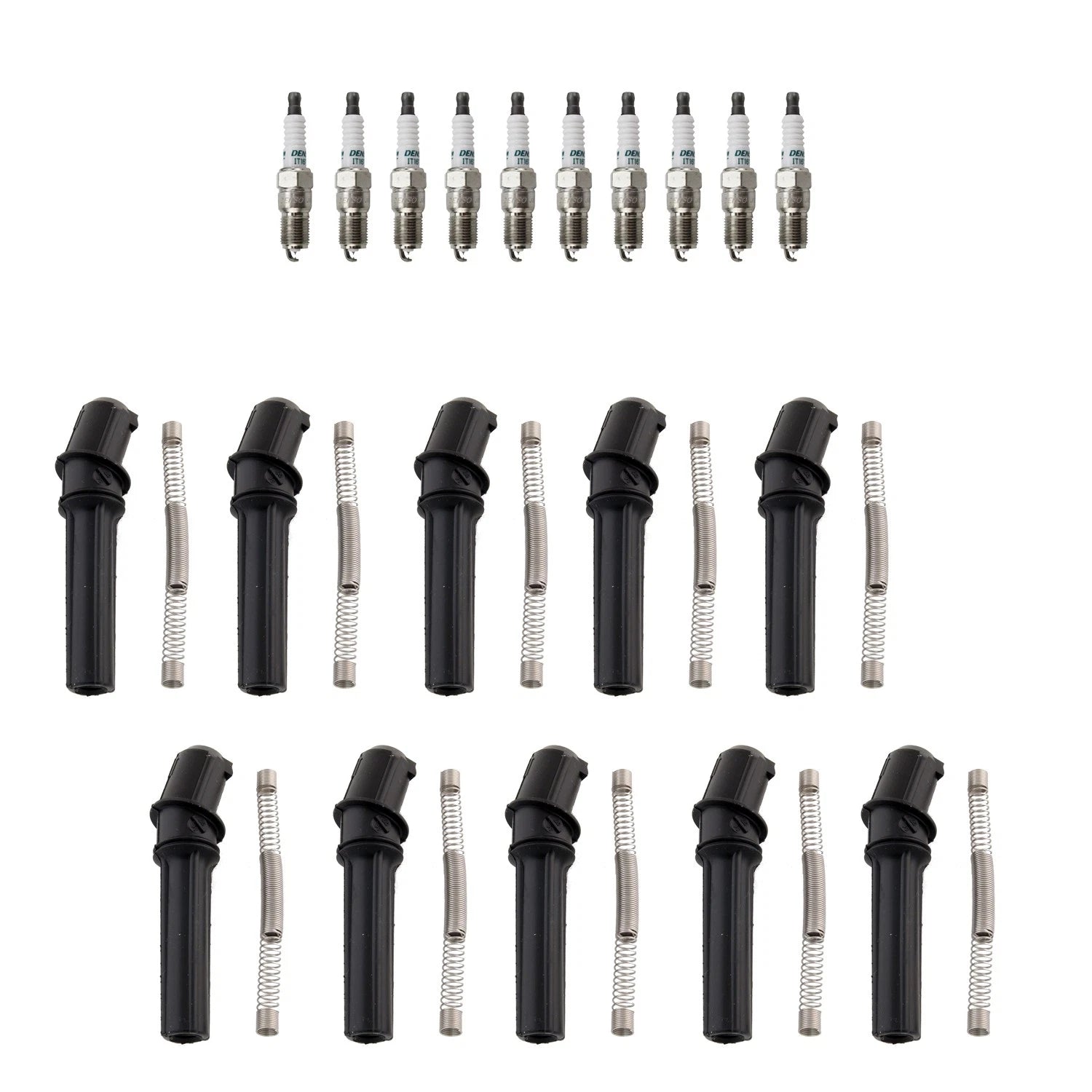Denso 10 Iridium TT Plugs & NGK Ignition Coil Boots Kit for E-350 (2008–2010)