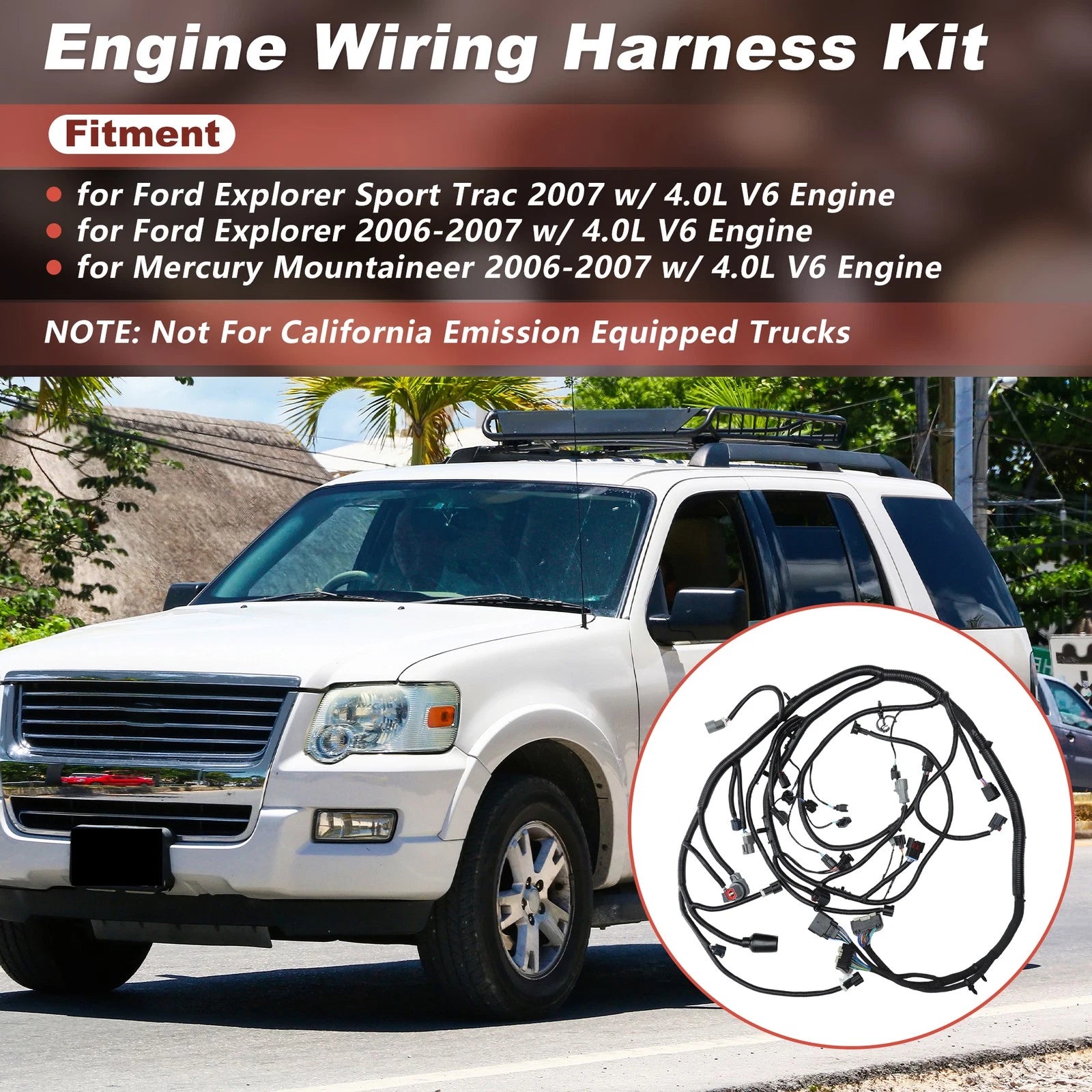 Engine Wire Harness for Ford Explorer, Mercury Mountaineer (2002–2005) 6L2Z-9D930-BA