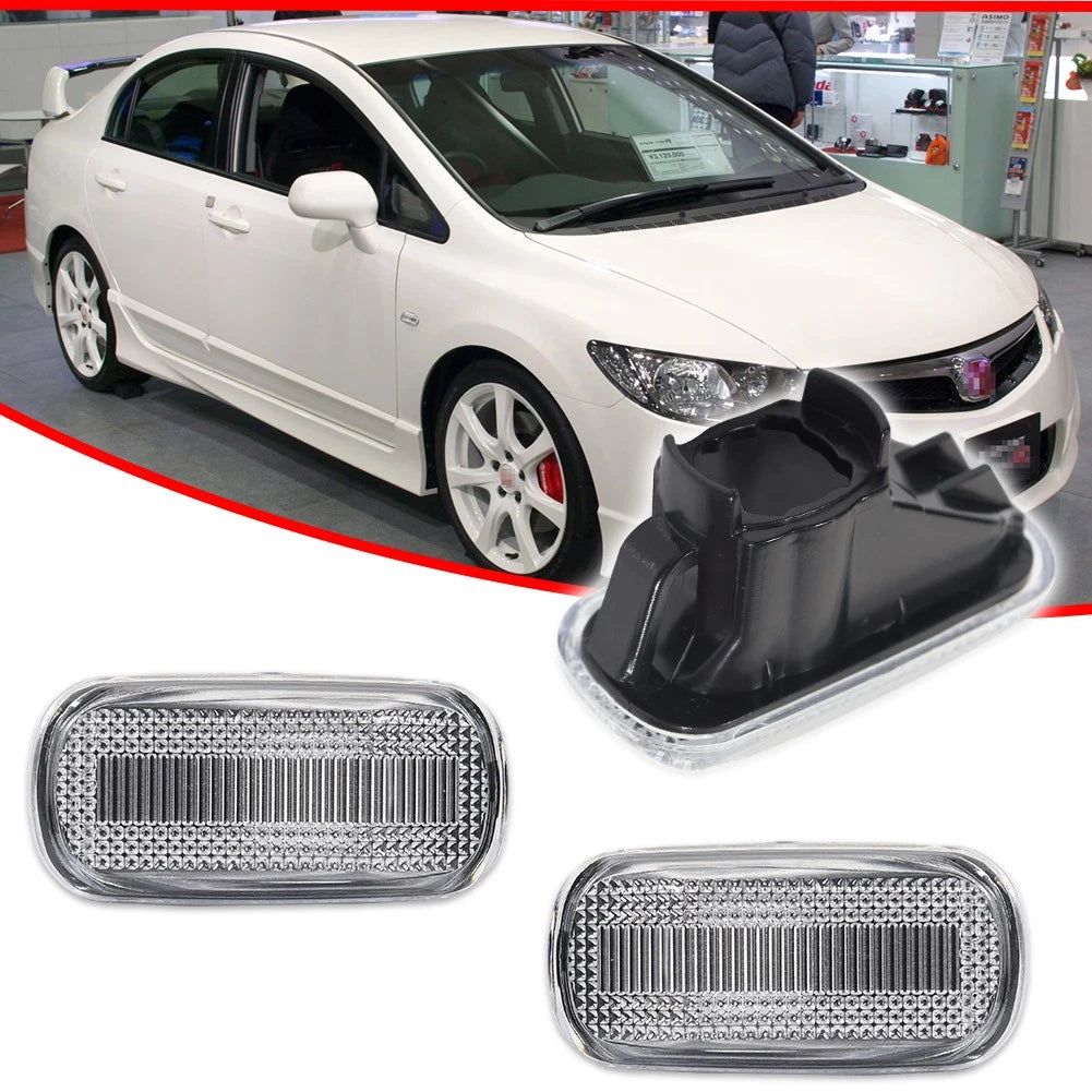 2X Euro Spec Clear Front Side Marker Lights for Honda Acura RSX Integra Civic (2002–2006)
