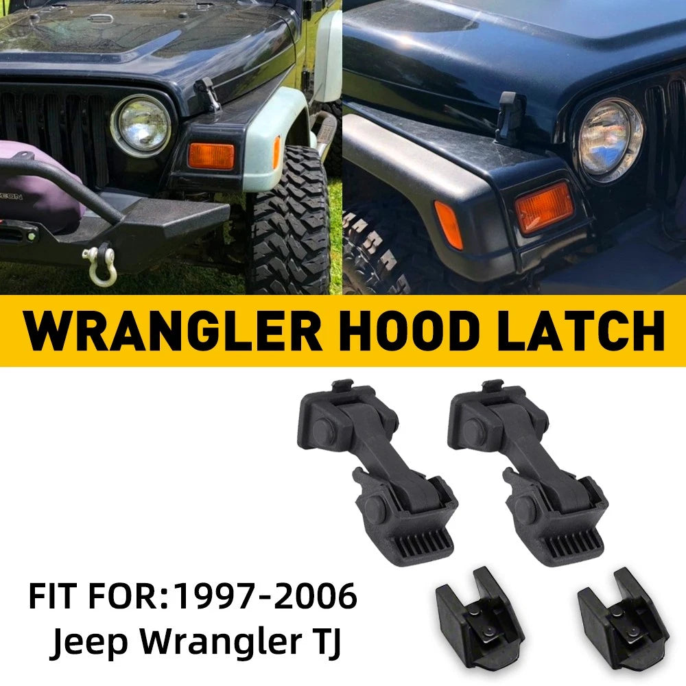 Set of 2 Front Hood Catch Lock Latch Bracket Pins for Jeep Wrangler TJ (1997–2006)