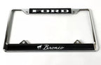 License Plate Frame Chrome Metal for Ford Bronco (2021–2024) Black Script