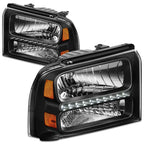 LED DRL for Ford Super Duty (2005–2007) Black Housing Amber Side Lamp