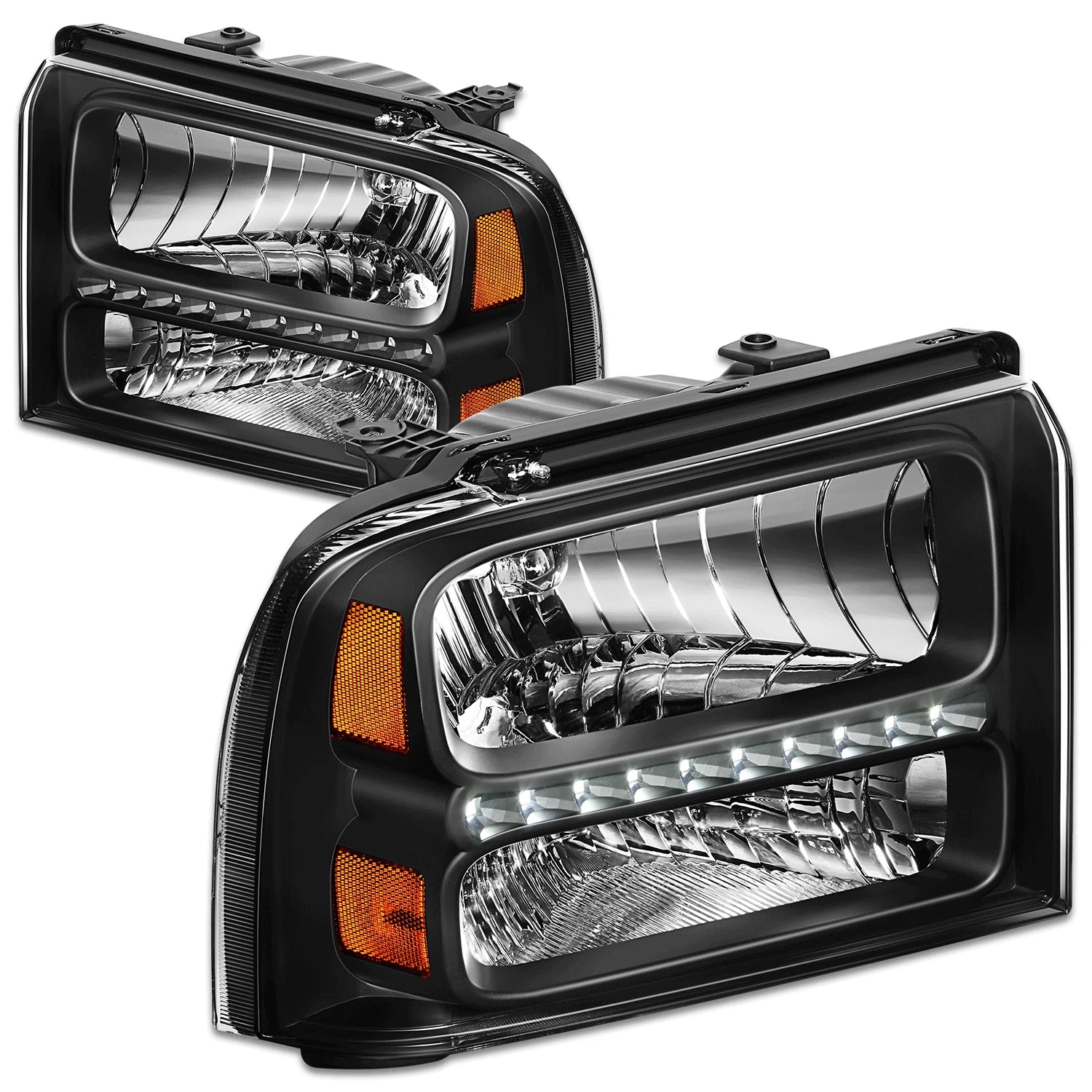 LED DRL for Ford Super Duty (2005–2007) Black Housing Amber Side Lamp