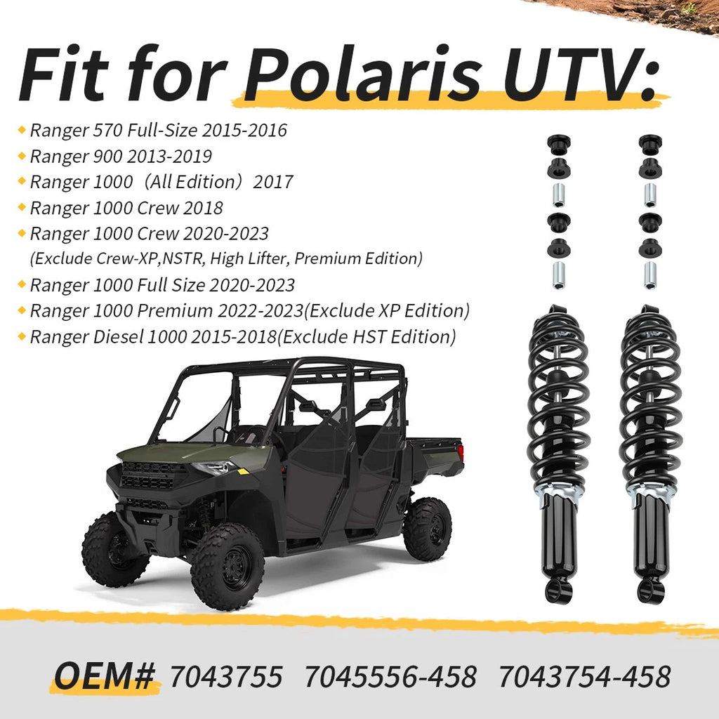 2 Heavy Duty Front Strut Shocks for Polaris Ranger 570 900 1000 (2015–2023) 7043755