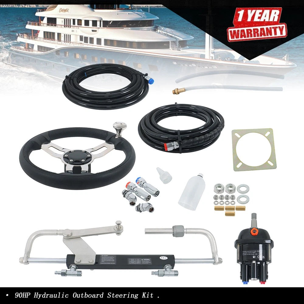 Hydraulic Outboard Steering Kit for 90HP Motors (20ft Hose)