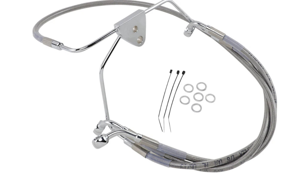 Drag Specialties Extended Stainless Steel Front Brake Line Kit for Harley