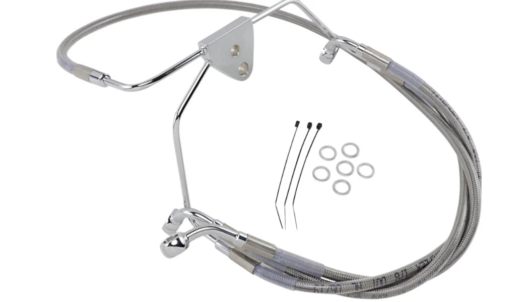 Drag Specialties Extended Stainless Steel Front Brake Line Kit for Harley