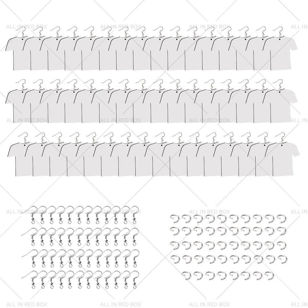 48PCS Blank MDF Football Shirt Earring Wood Double-Sided DIY