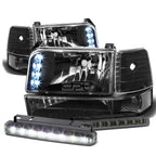 LED Headlight Set with Clear Corner & DRL Fog Lights for Ford F150 (1992–1996)