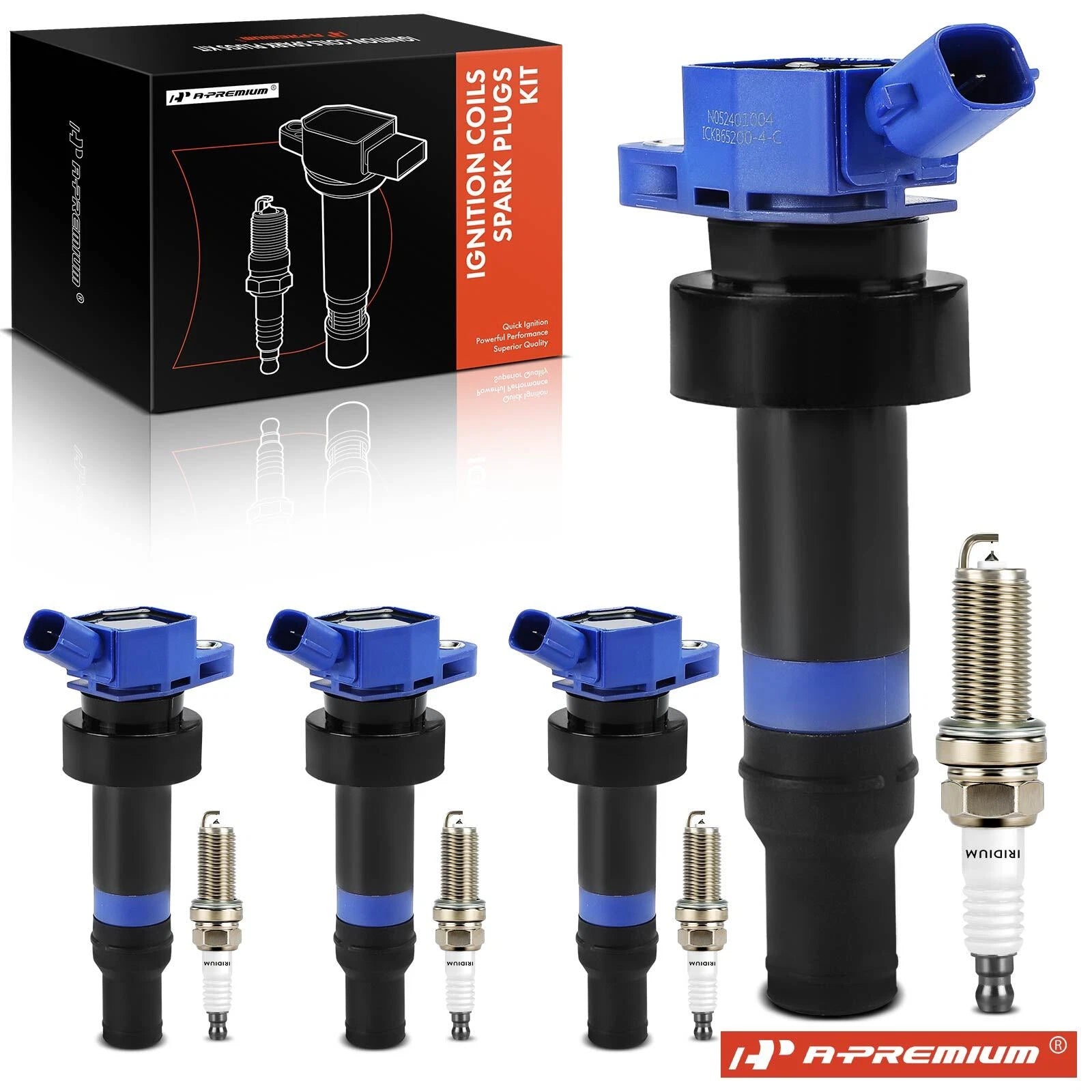 Set of 4 Ignition Coils & 4 Iridium Spark Plugs for Kia Soul Hyundai Accent (2010–2019)