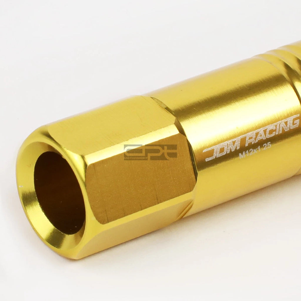 20 PCS Open End M12x1.25 60mm Tall Gold Aluminum Lug Nuts + Adapter