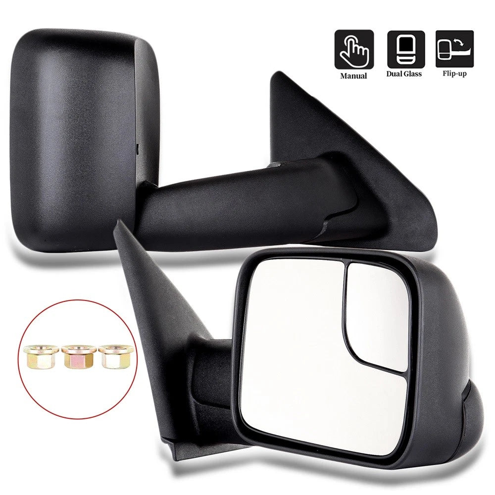 Set of 2 Manual Side Towing Mirrors for Dodge Ram 1500/2500/3500 (2002–2009)